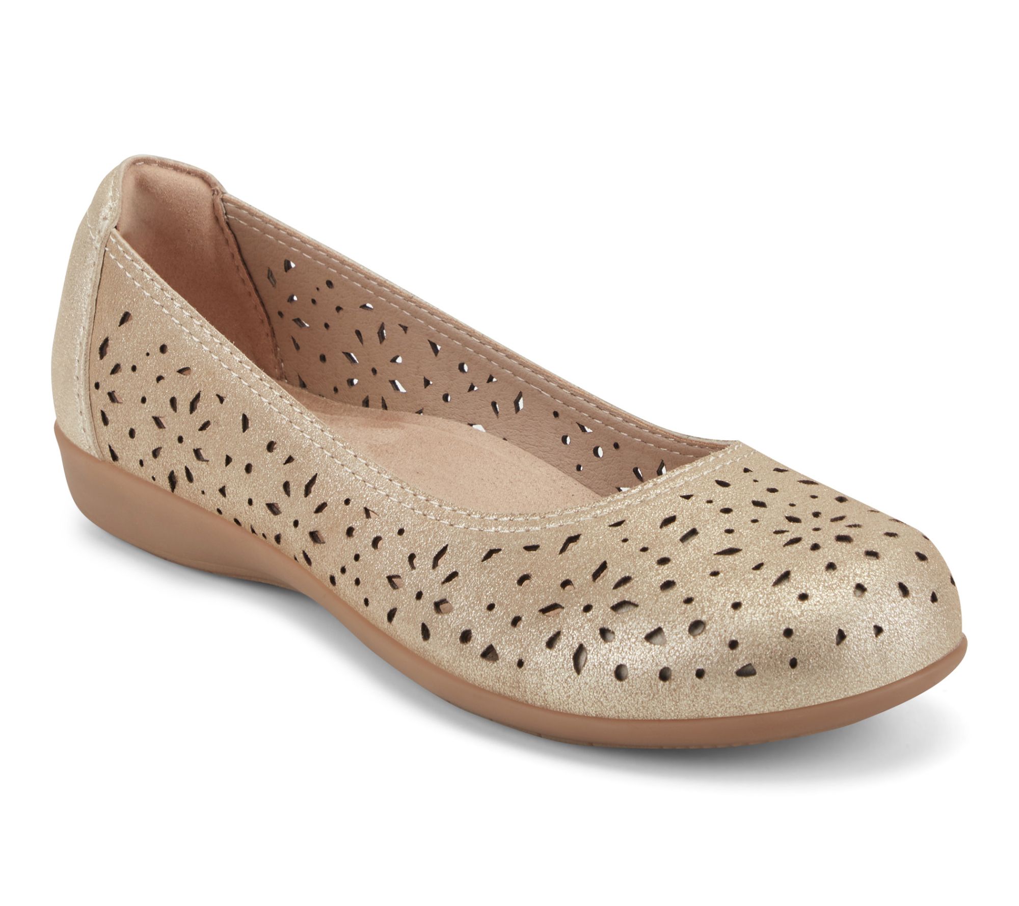 Earth Leather Perforated Flats-Bentlee
