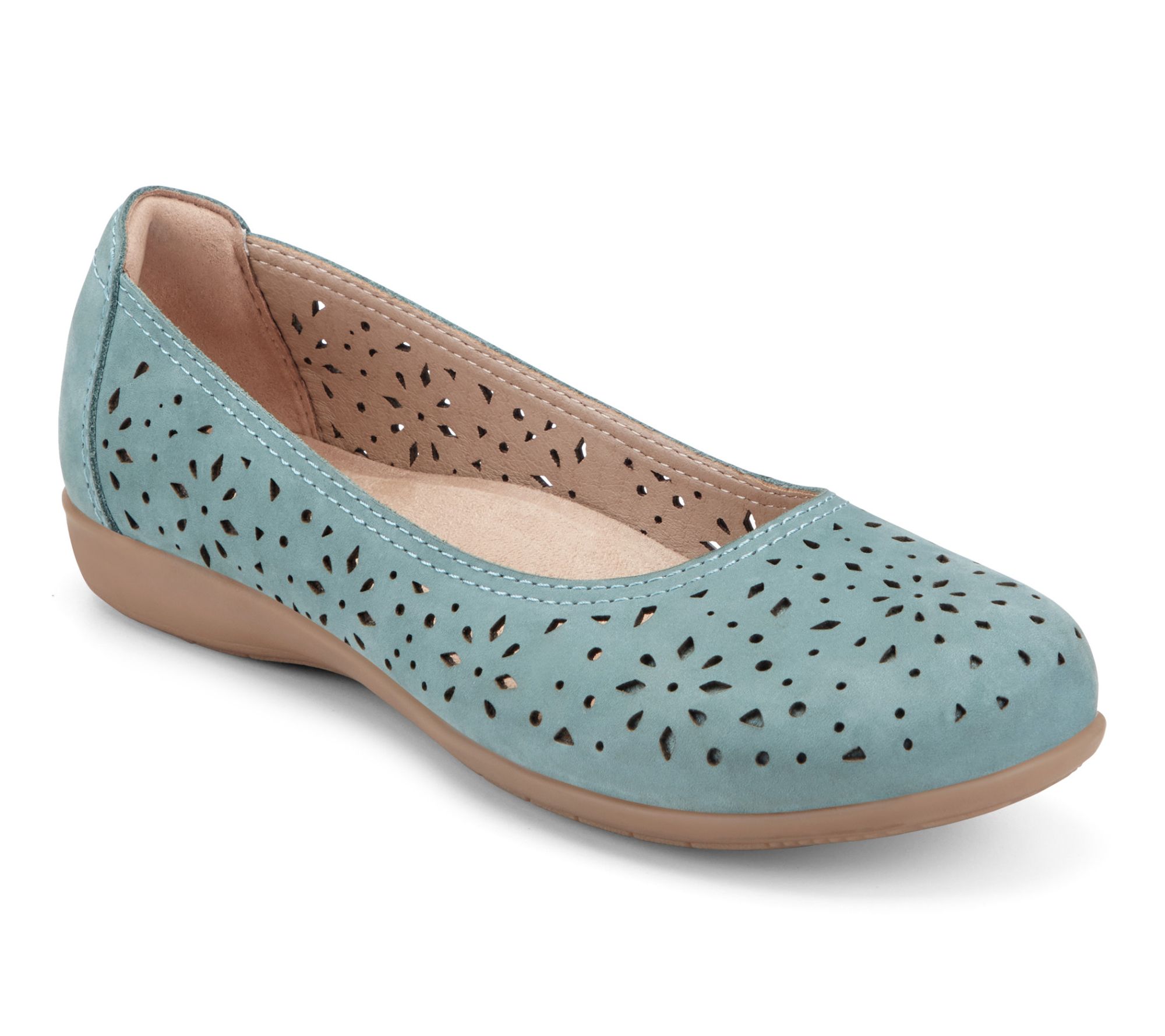 Earth Leather Perforated Flats-Bentlee