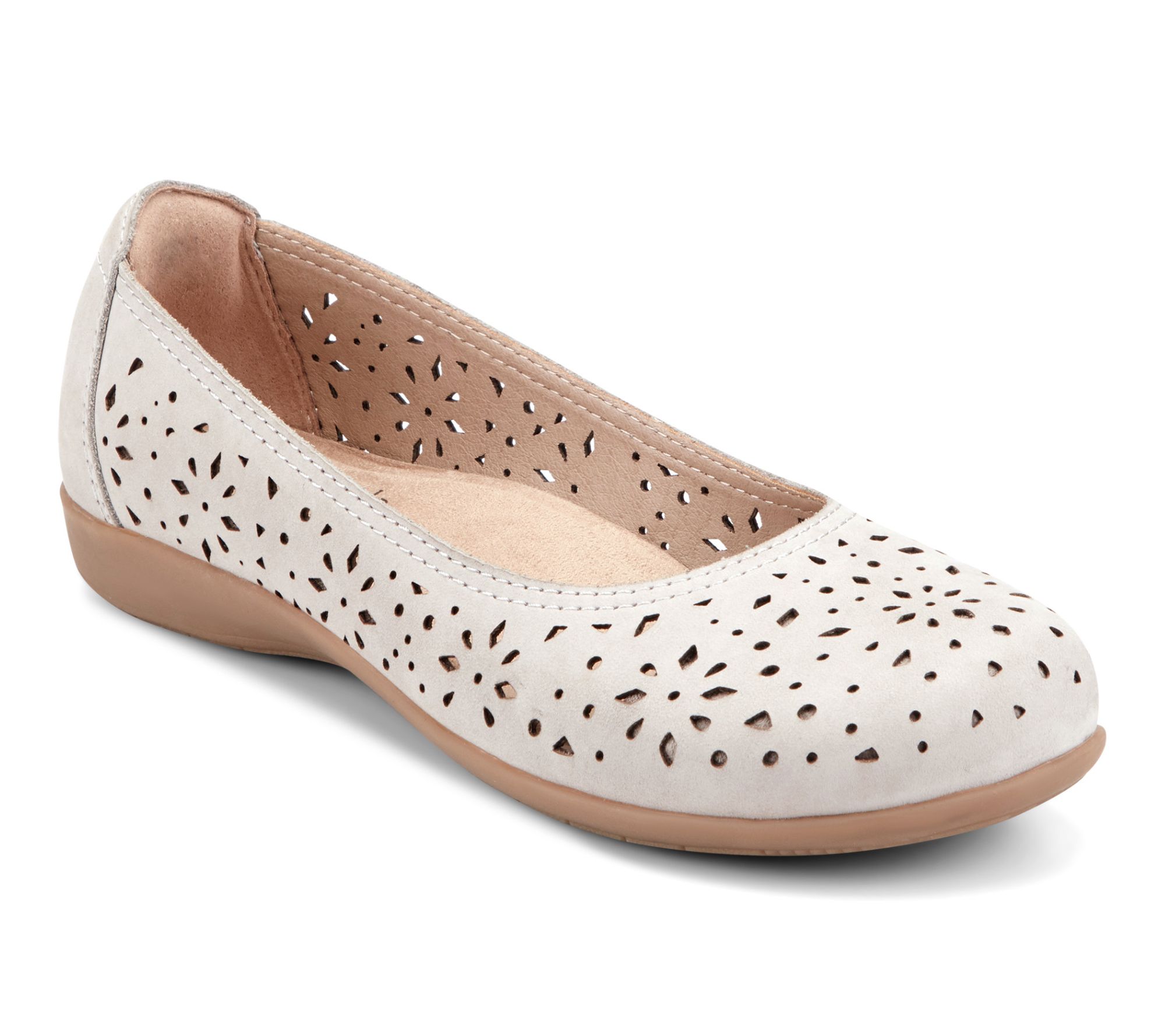 Earth Leather Perforated Flats-Bentlee