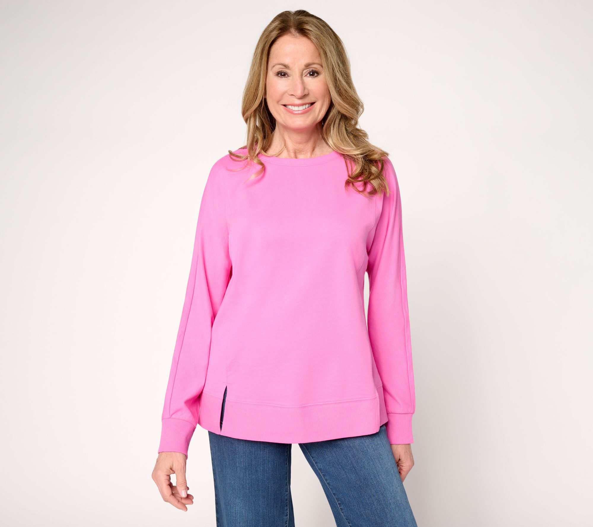 Belle by Kim Gravel French Terry Topstitched Double Vent Top