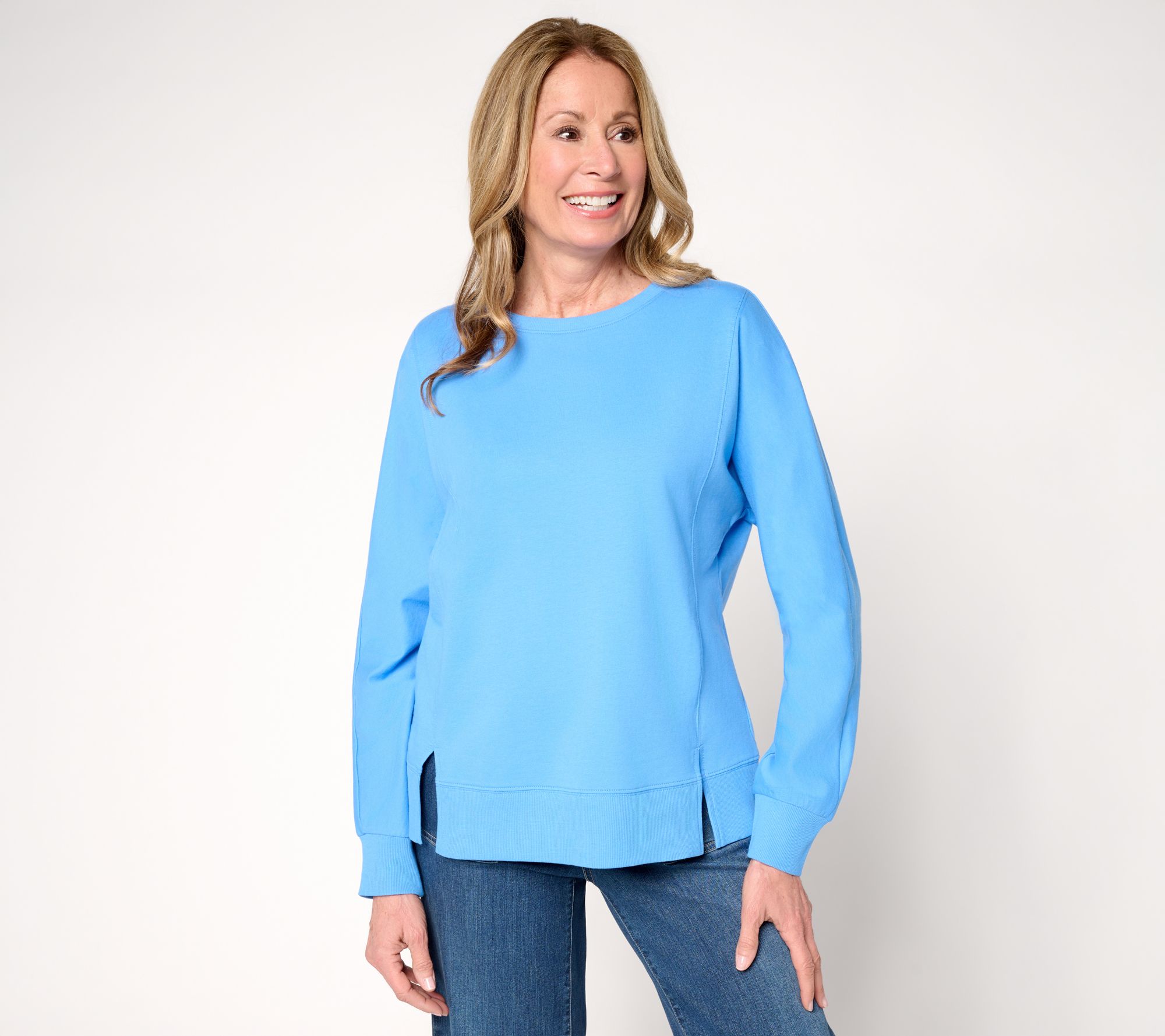Belle by Kim Gravel French Terry Topstitched Double Vent Top