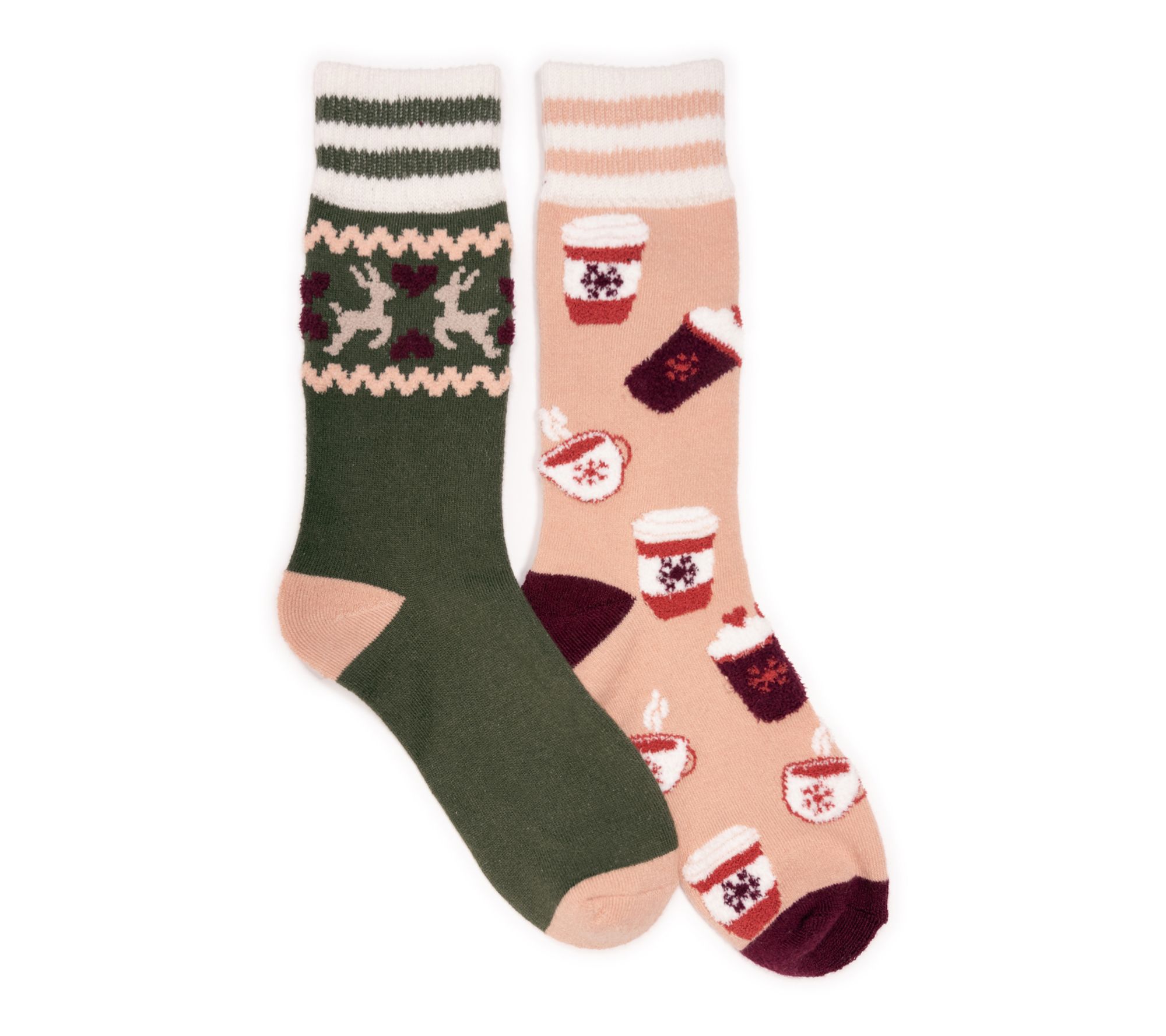 MUK LUKS Women's Set of 2 Novelty Cozy Lounge Socks