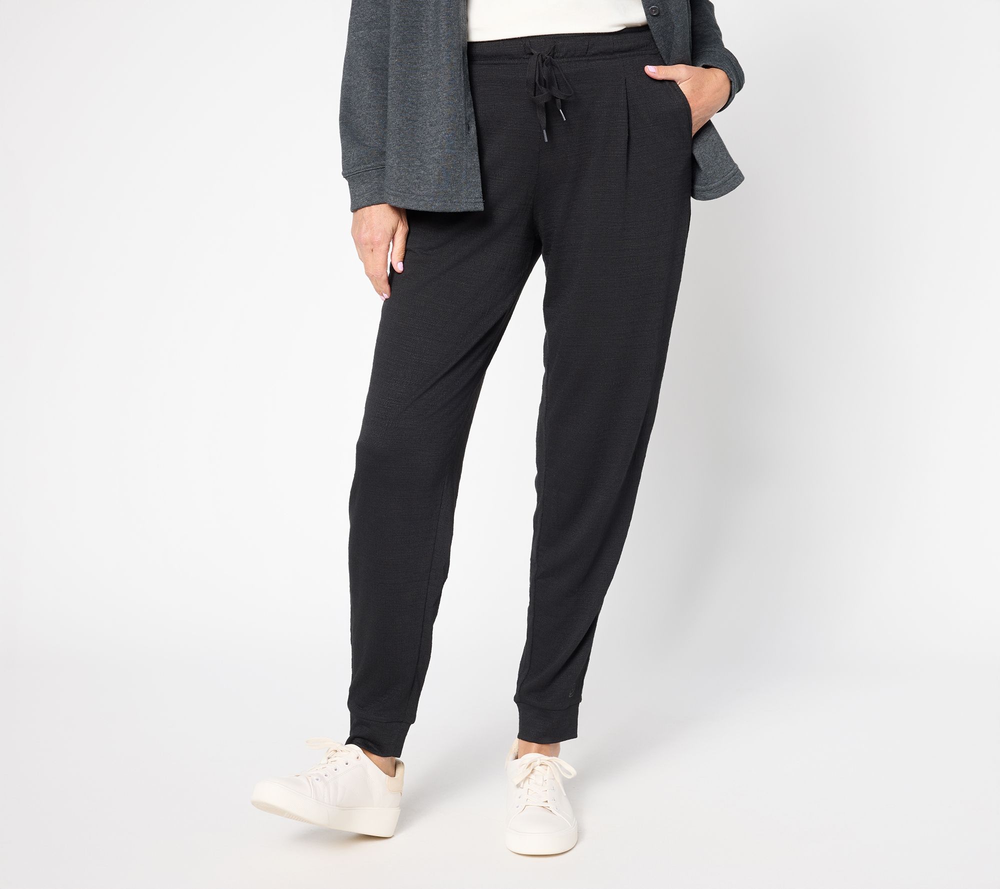 "As Is" Cuddl Duds Slub Knit Tapered Pant