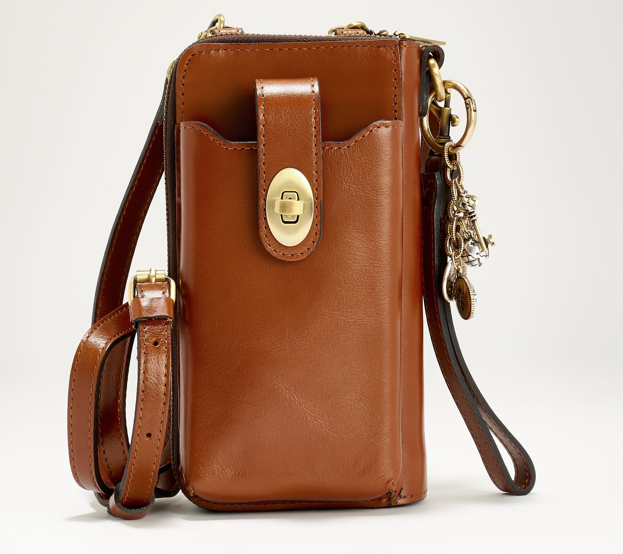 "As Is" Patricia Nash Amalia Leather Phone Crossbody with Charm