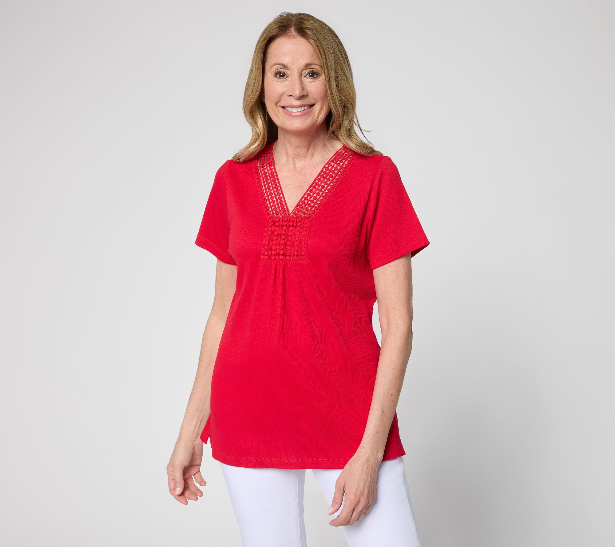 Belle by Kim Gravel Packabelle Slay the Vacay Dot Trim Top