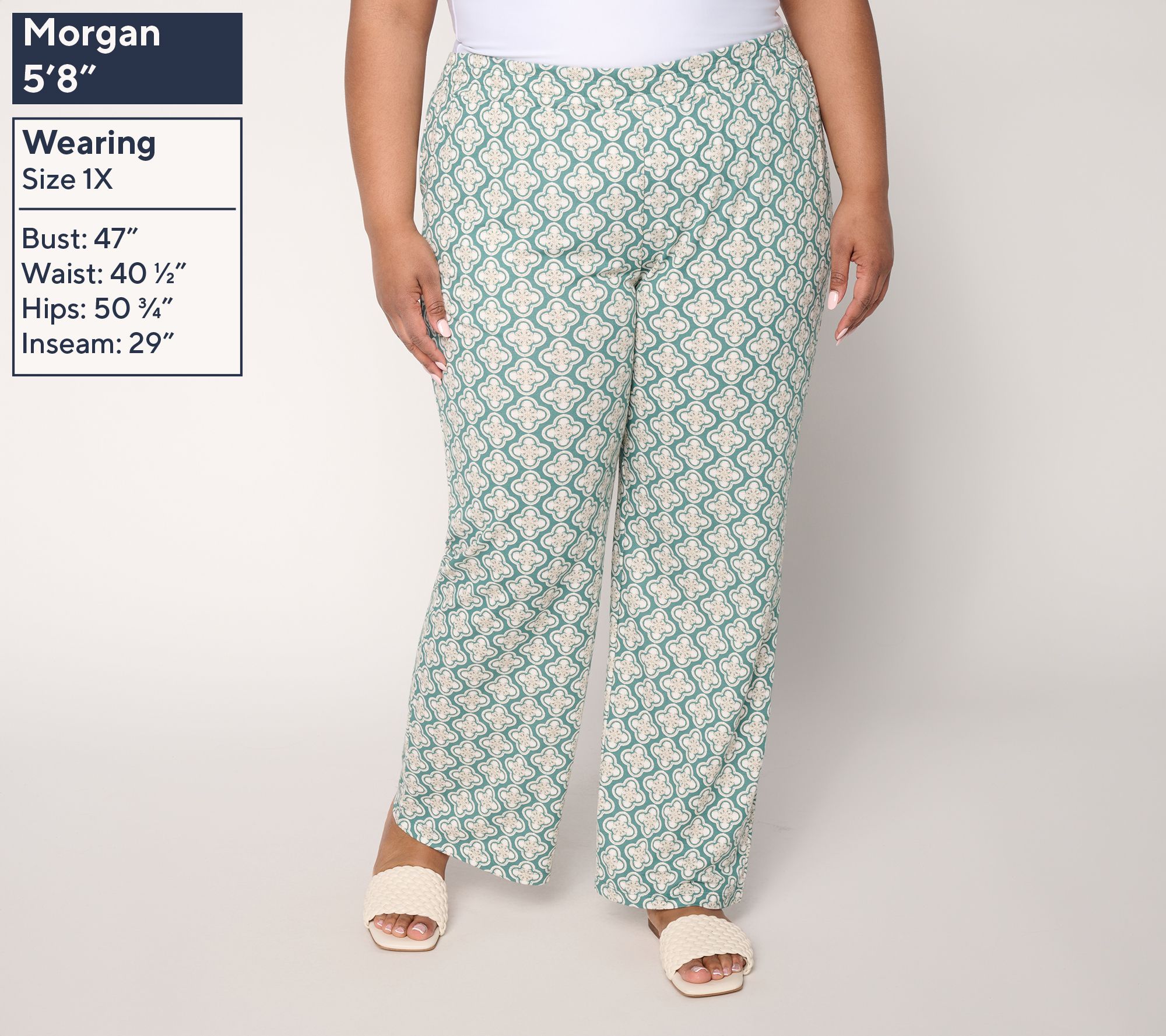 Belle by Kim Gravel Regular Cabana Knit Tile Beach Pant - QVC.com