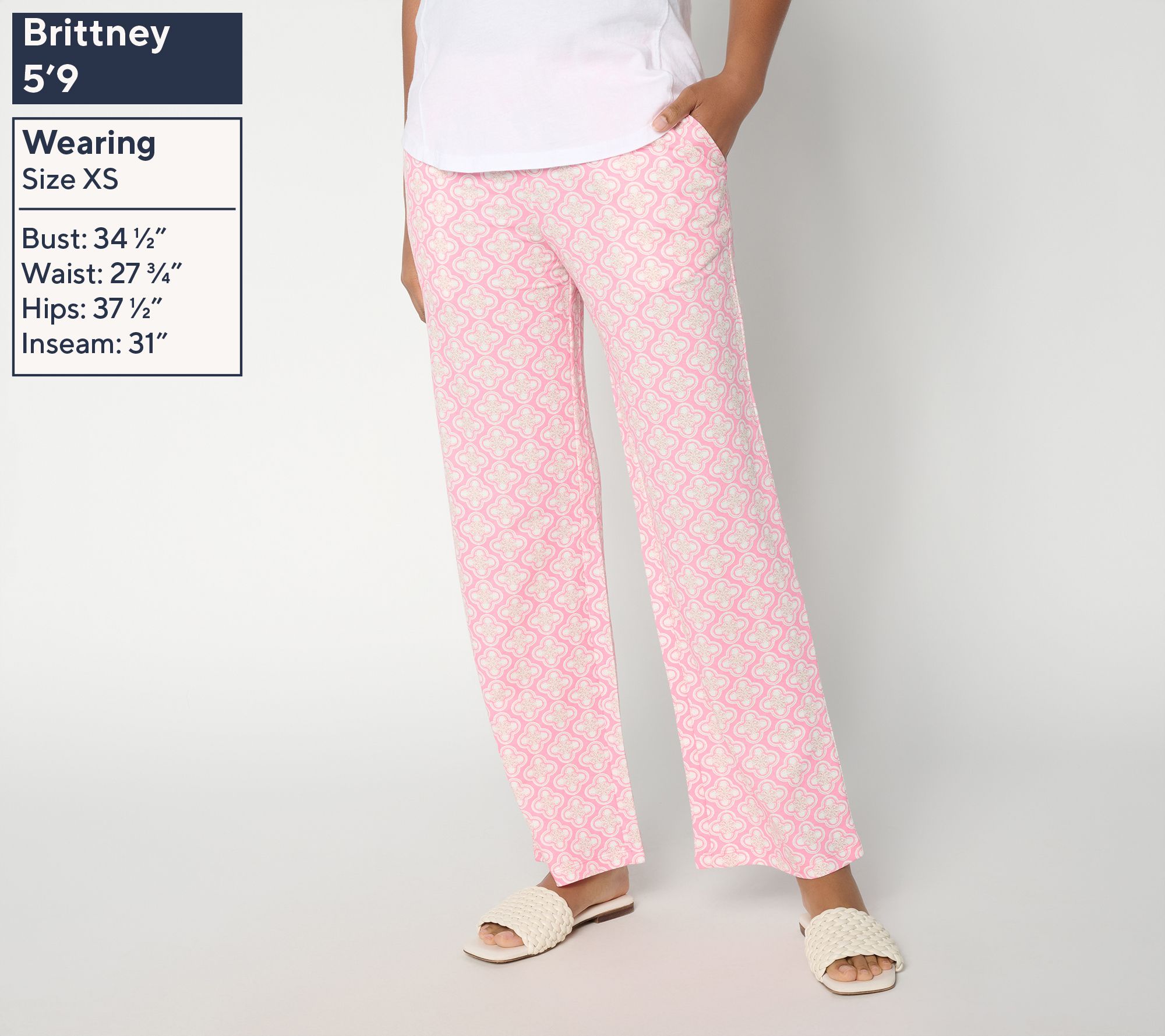 Belle by Kim Gravel Regular Cabana Knit Tile Beach Pant - QVC.com