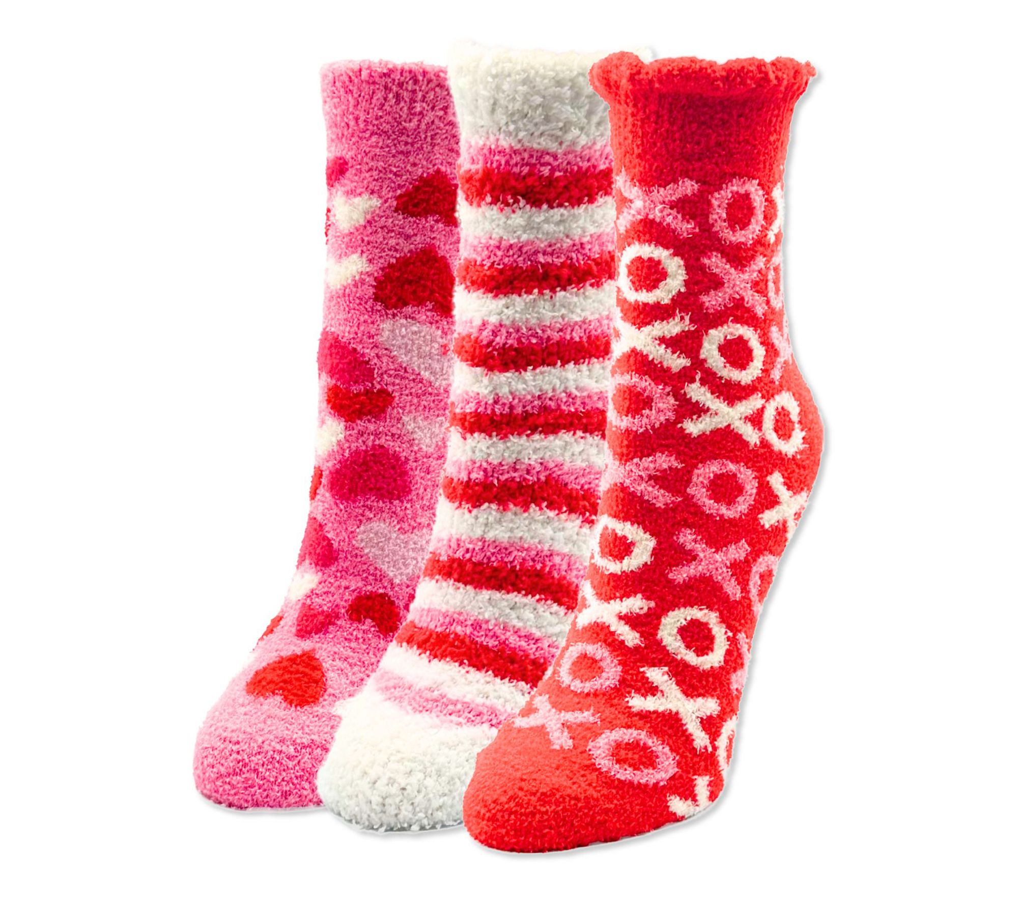 HALLMARK LADIES VALENTINES DAY 3PK MID CREW COZY SOCKS