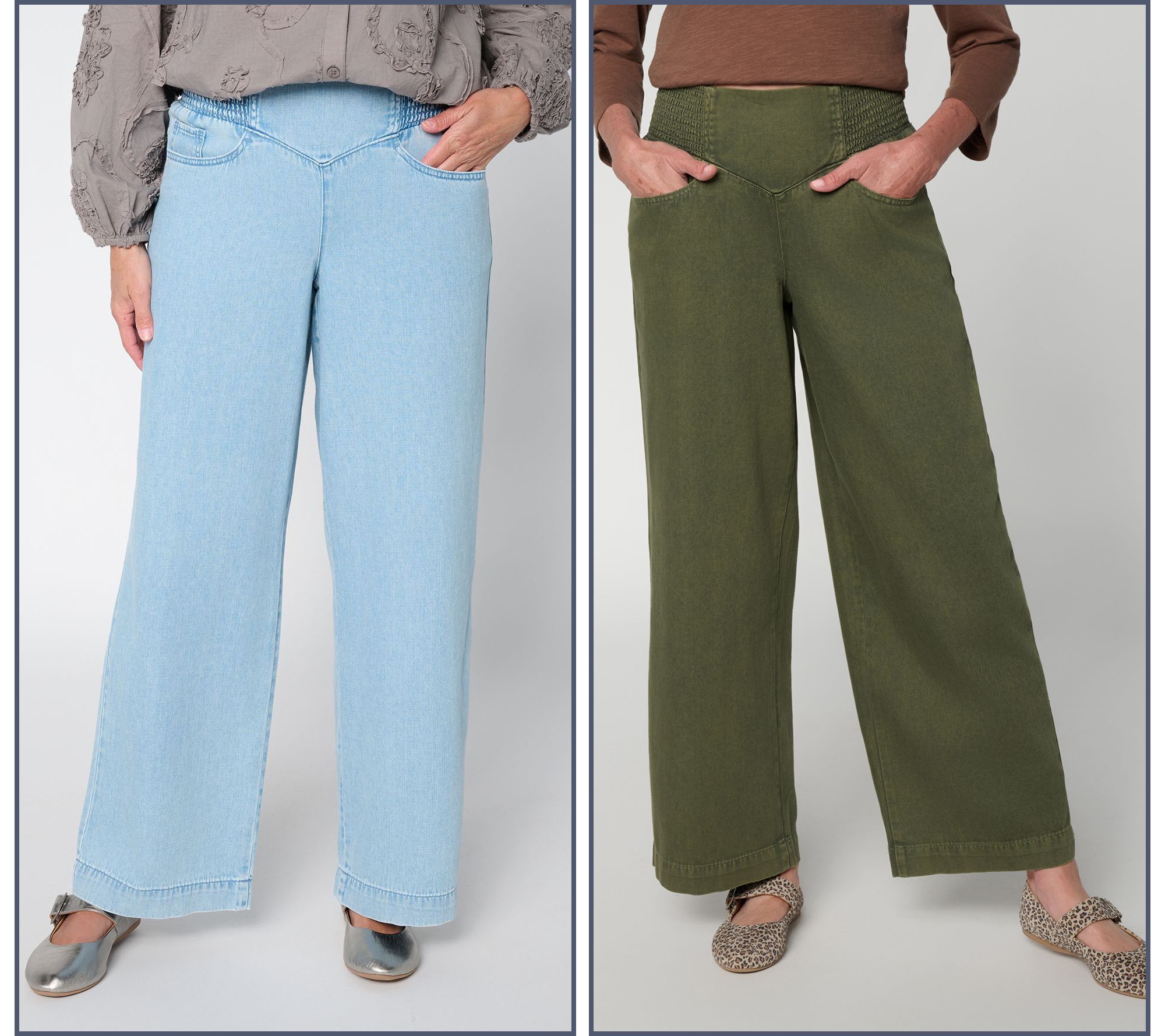 LOGO by Lori Goldstein Full Length Chambray Pants