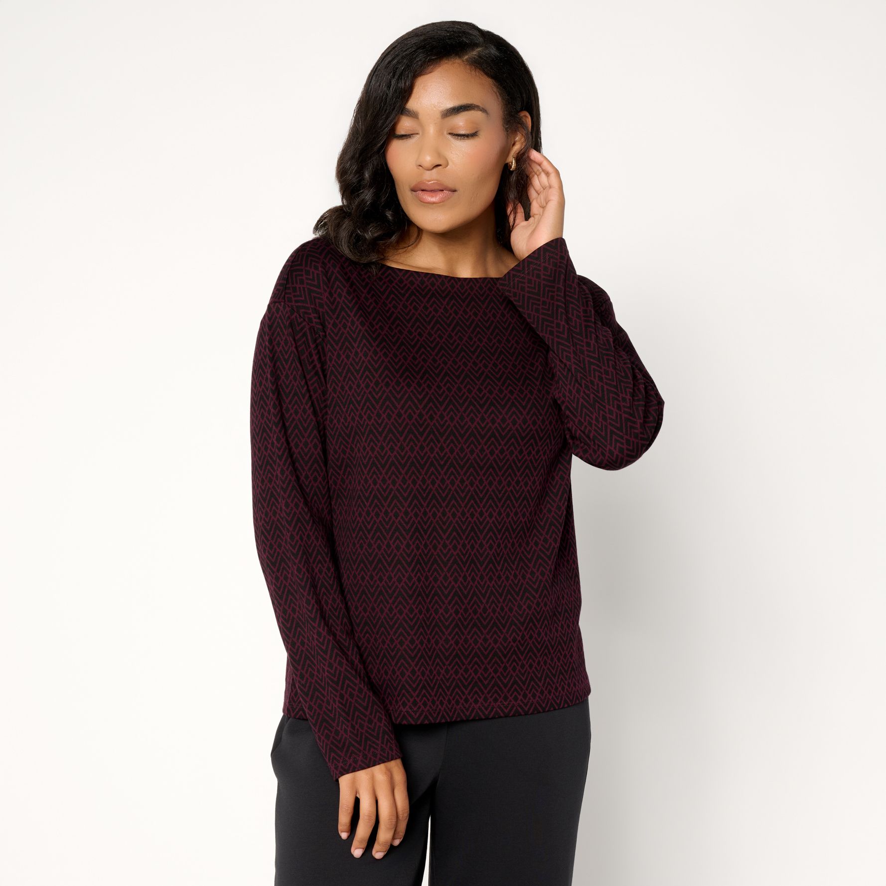 Carla Rockmore Collection 100% Cotton Printed Long Sleeve Tee