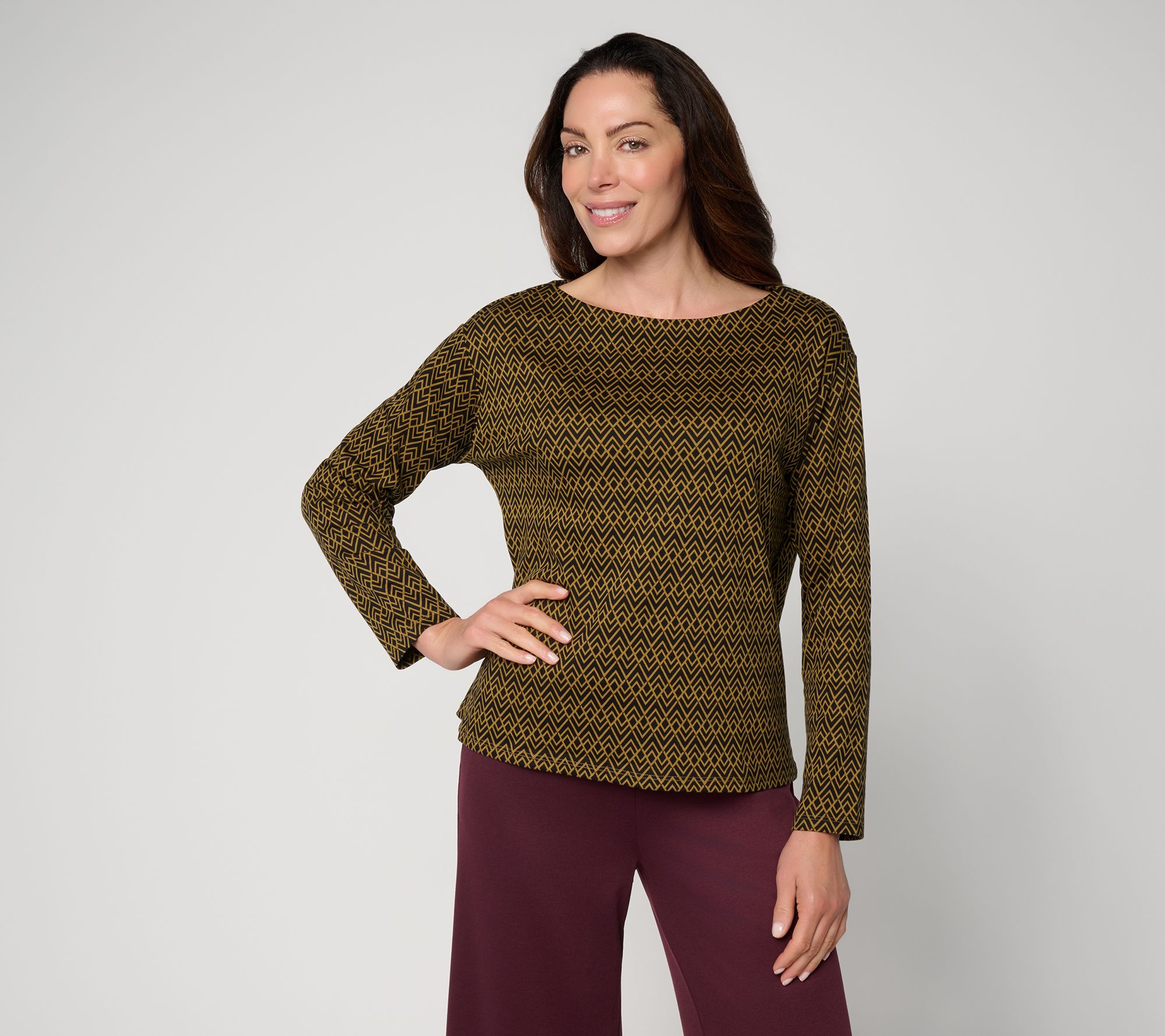 Carla Rockmore Collection 100% Cotton Printed Long Sleeve Tee