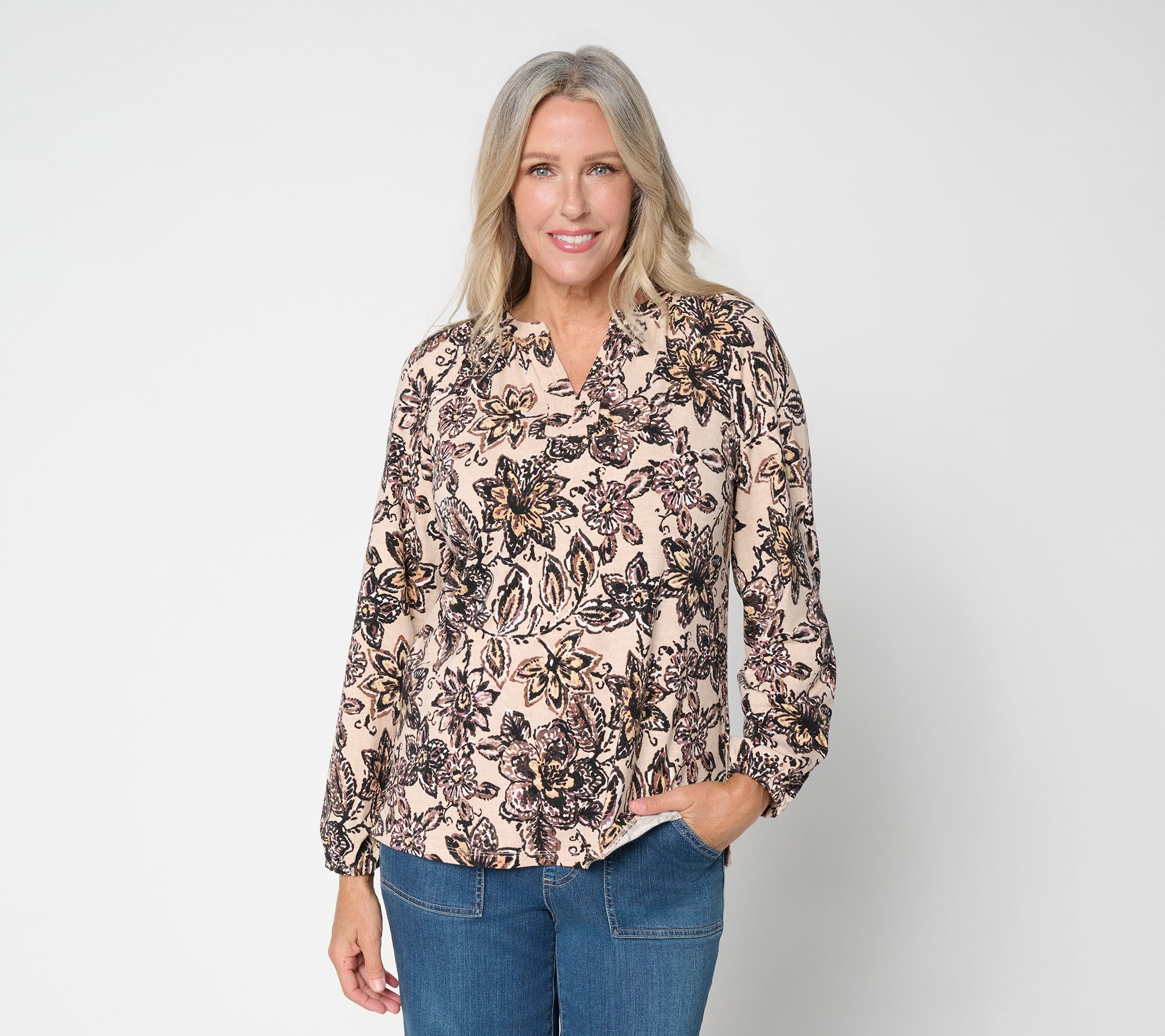 Belle Boho by Kim Gravel Slub Knit Painted Rodeo Top