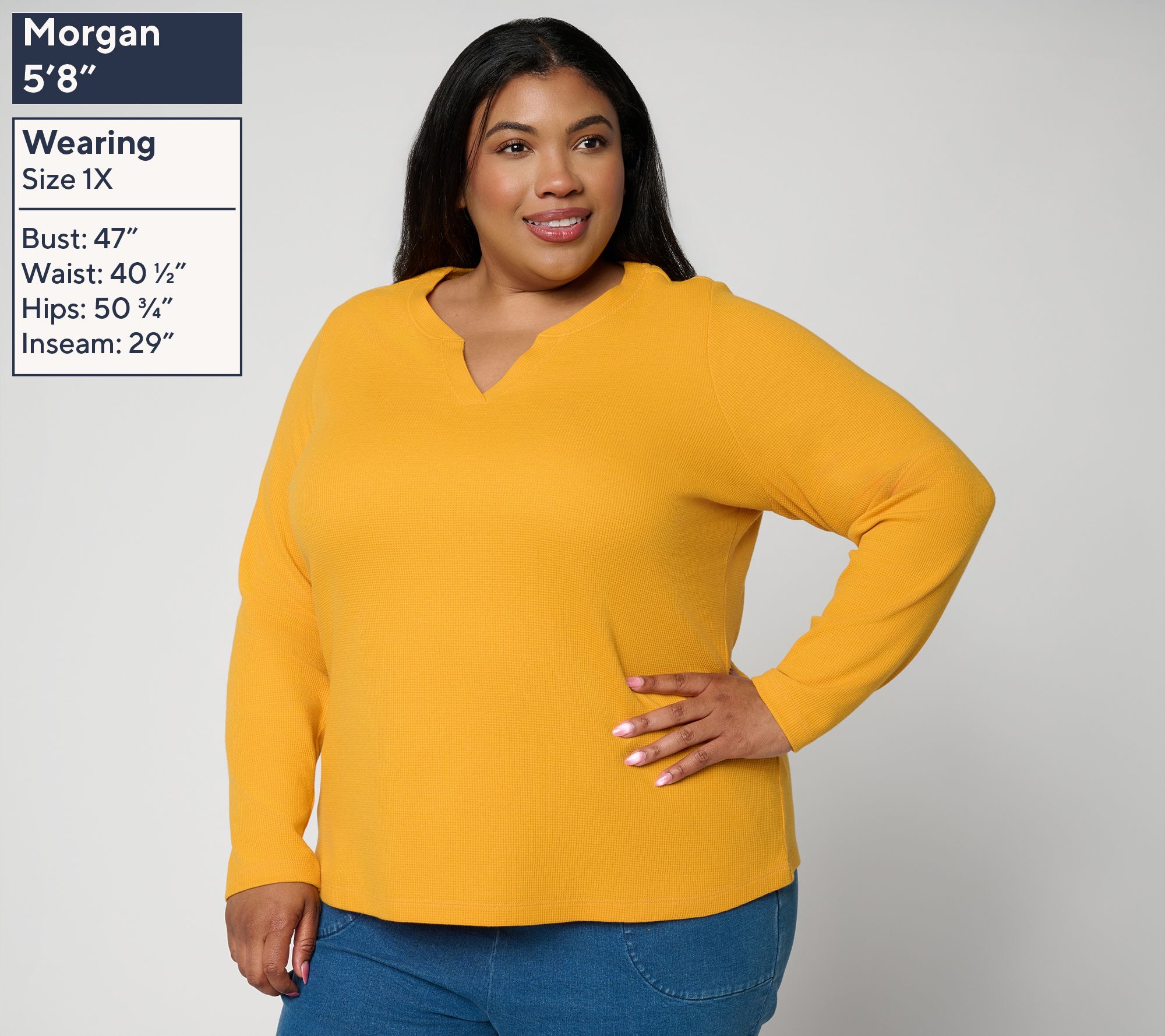 Denim & Co. Essentials Waffle Knit 2-Pack Split Neck Tops | QVC