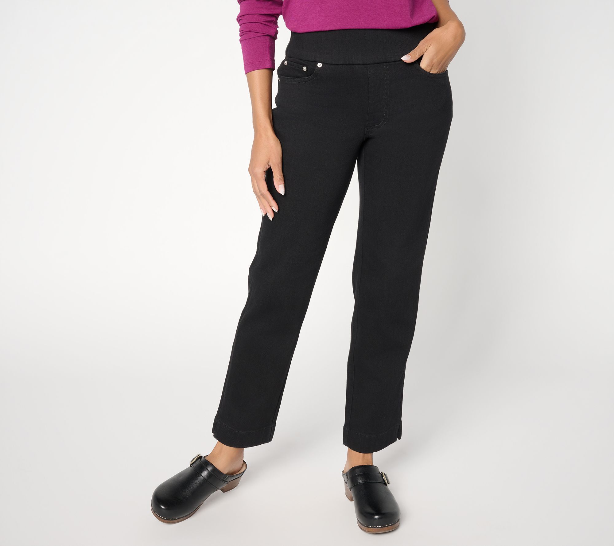 "As Is" Denim & Co. Reg Black "How Smooth" Straight Leg Cozy Touch Jean