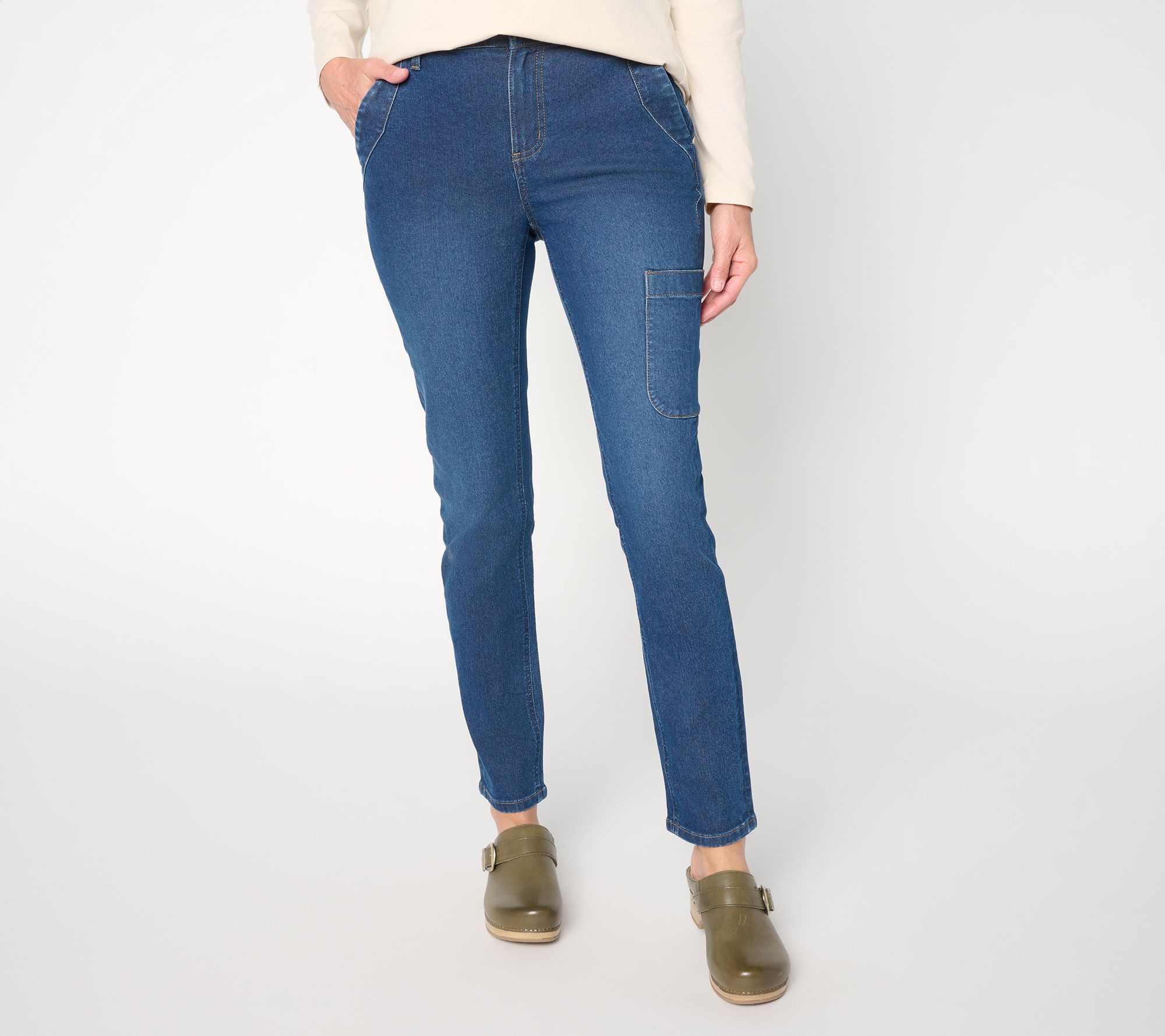"As Is" Denim & Co. Reg Indigo Classic Stretch Slim Leg Ankle Jeans