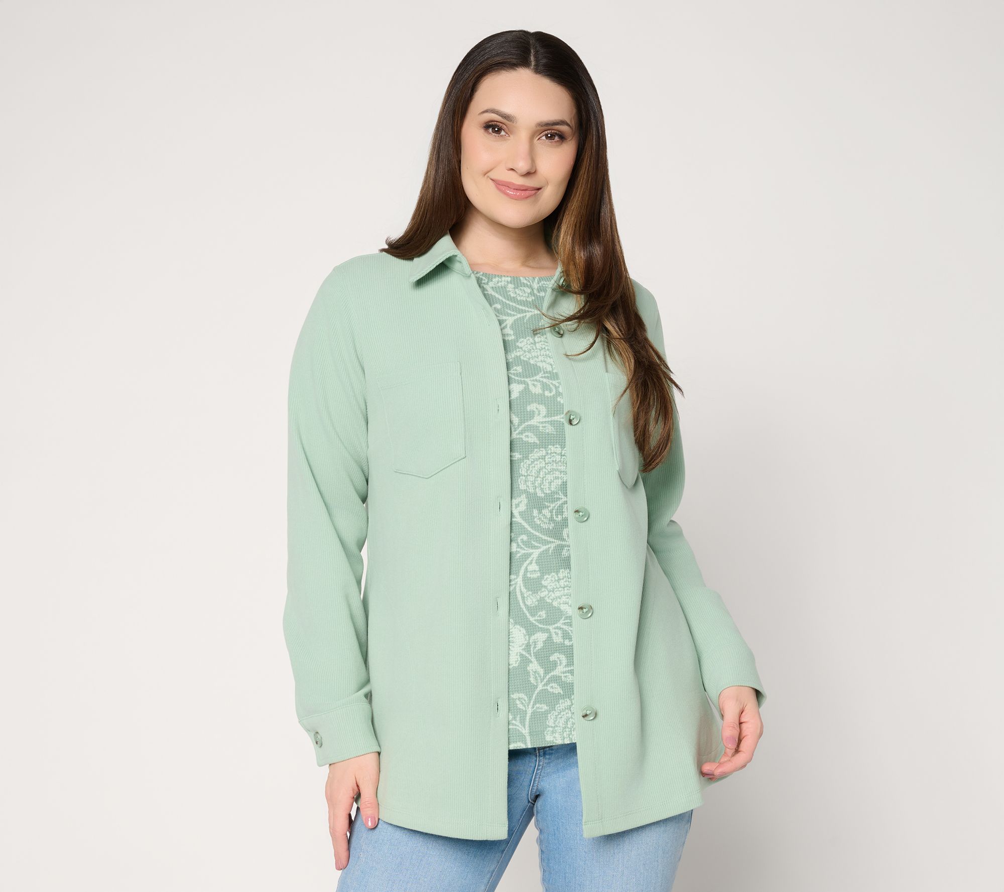 "As Is" Belle by Kim Gravel Quiet Luxury Knit Corduroy Big Shirt