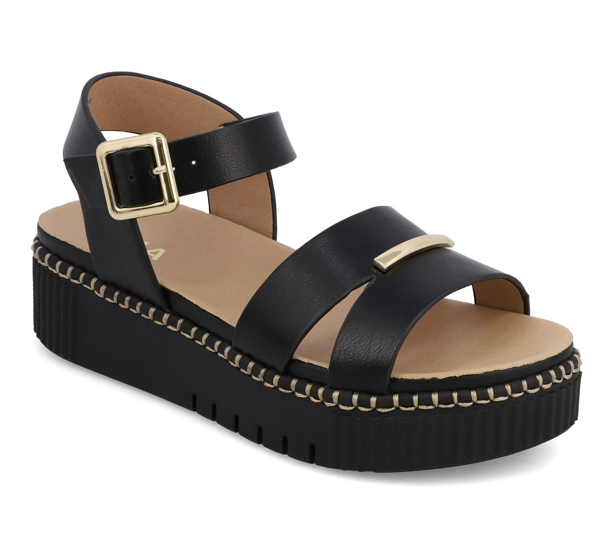 MIA Double Strap Flatform Sandals - Jacklyn