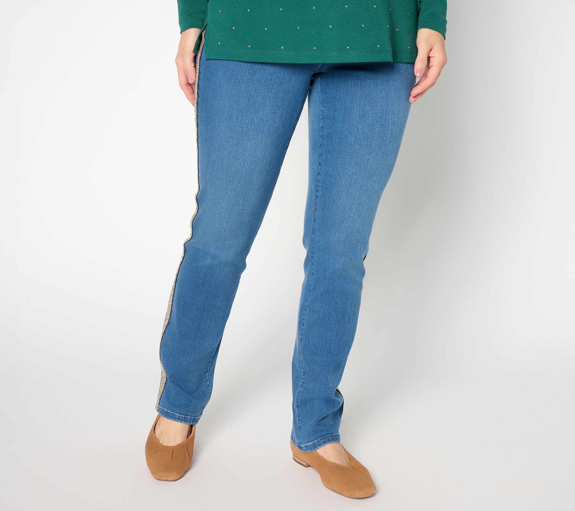 "As Is" Belle by Kim Gravel TripleLuxe Denim Sequin Striped Jean