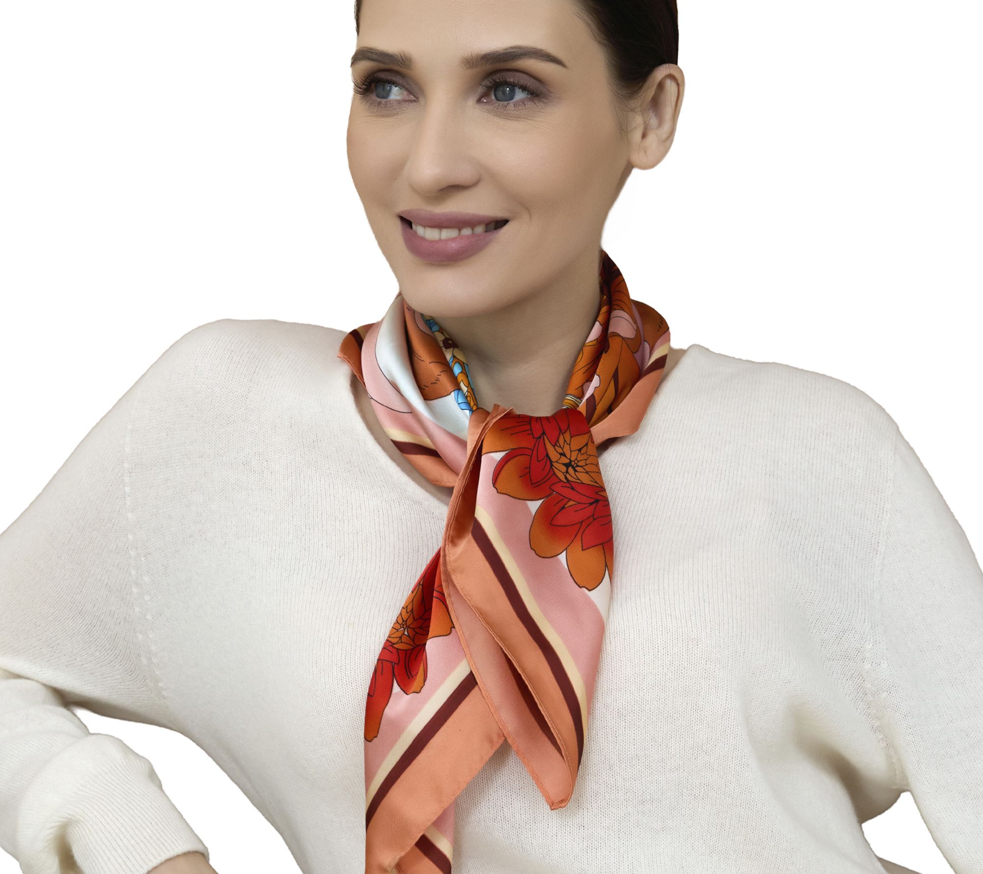  Youzey The Positano Satin Silk Square Neck Scarf 27" x 27"