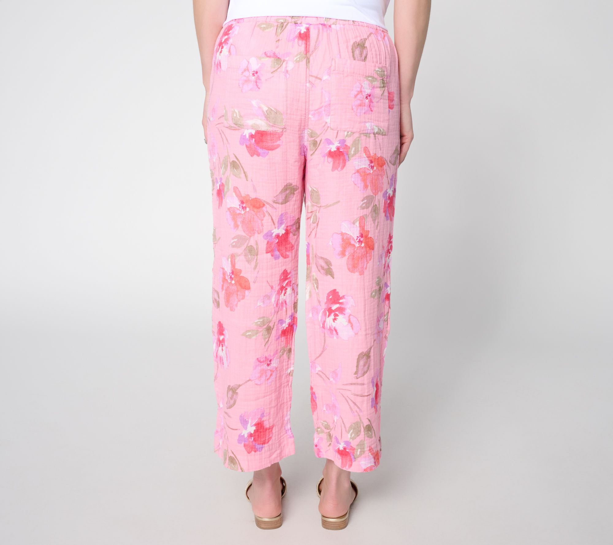 Susan Graver Getaway Cotton Gauze Wide-Leg Crop Pant - QVC.com