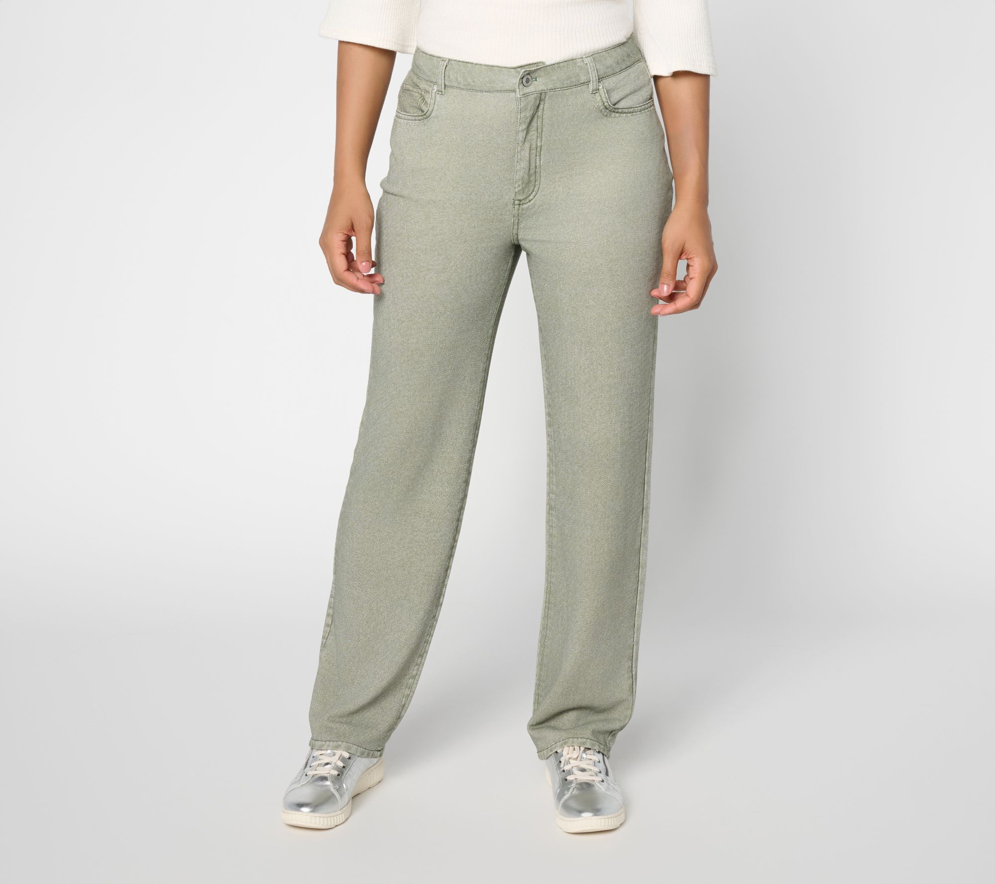 AnyBody Petite Denim Effect French Terry Sweatpant Jean