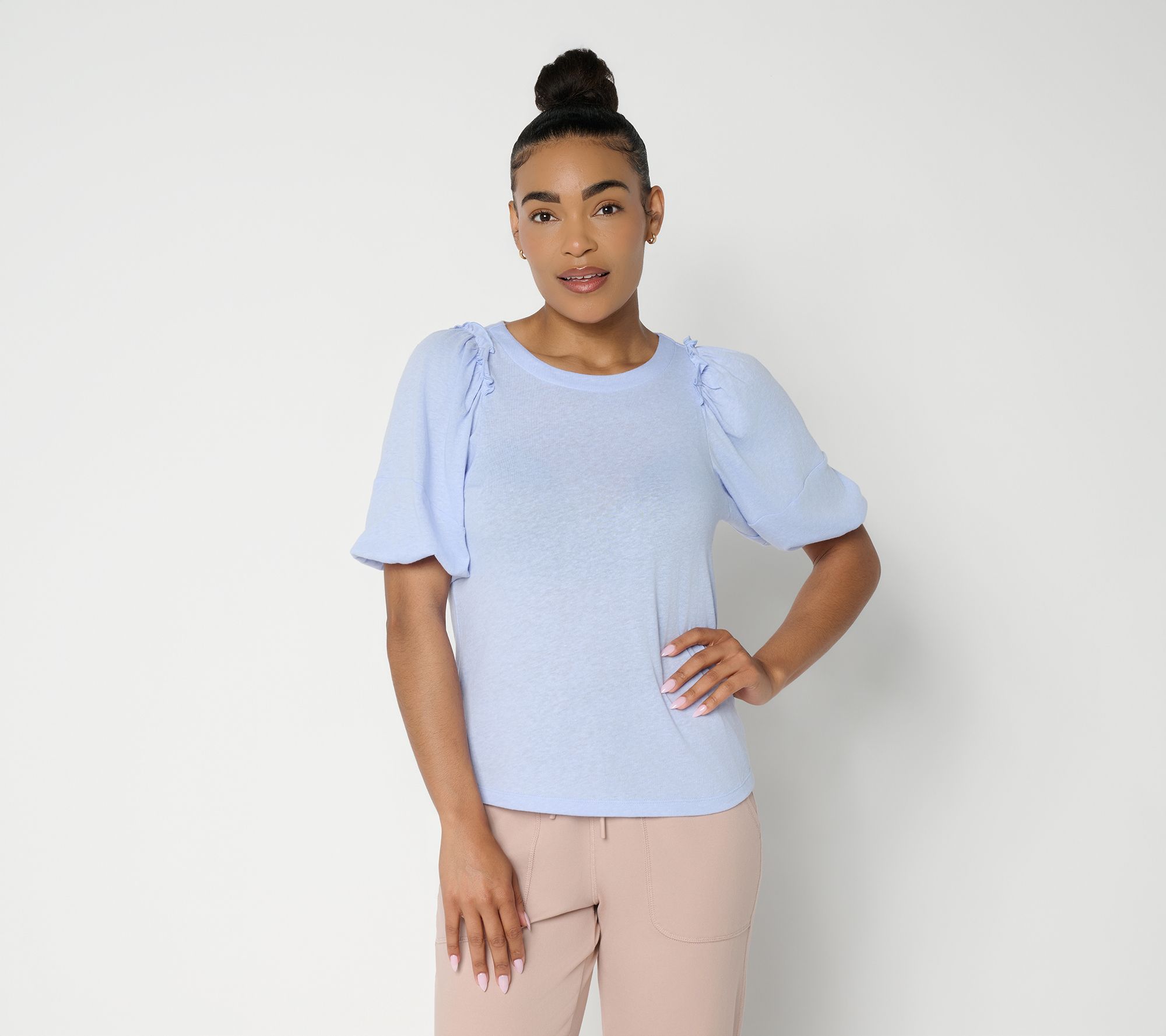 "As Is" Barefoot Dreams Slub Jersey Puff Sleeve Tee
