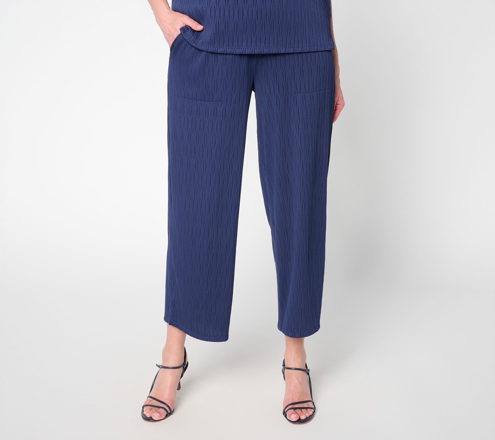 "As Is" Susan Graver Petite Textured Jacquard Pull On Pant