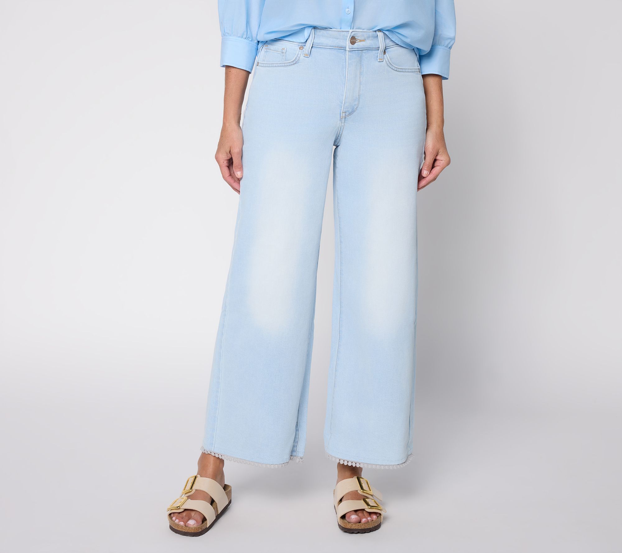 "As Is" NYDJ Brodi High Rise Wide Leg Jean with Crochet Trim