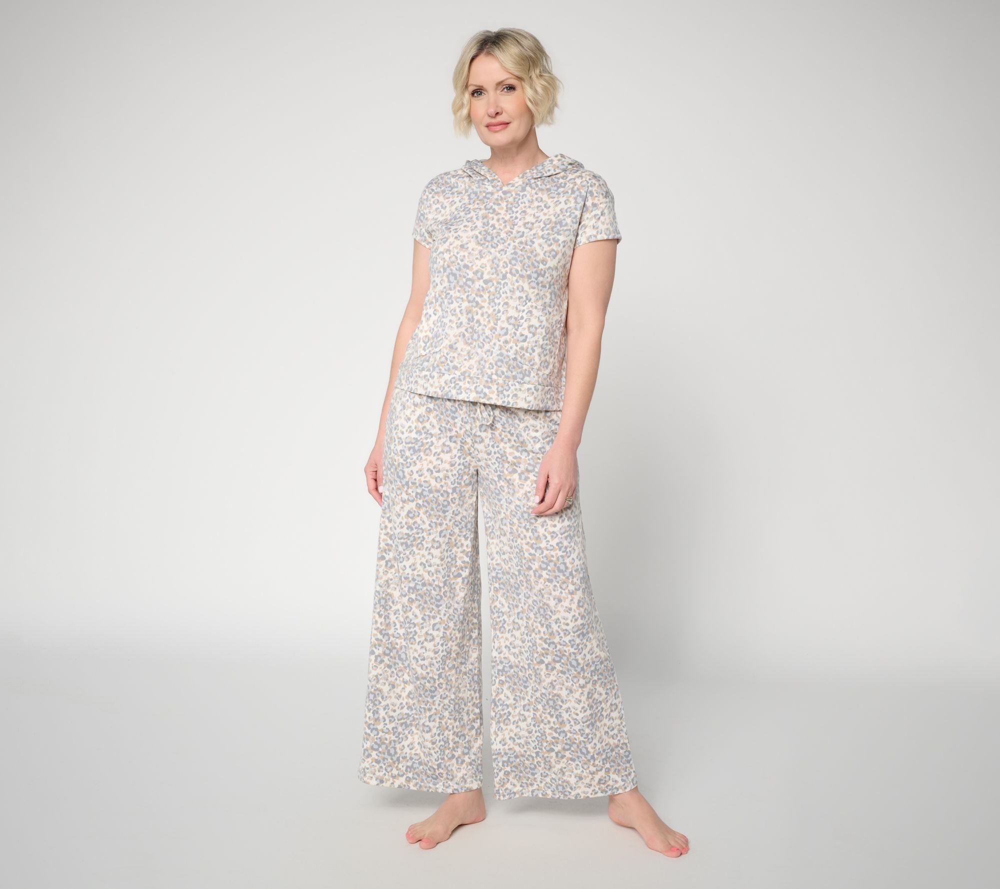 "As Is" MUK LUKS Petite French Terry Hooded Top & Wide Leg Lounge
