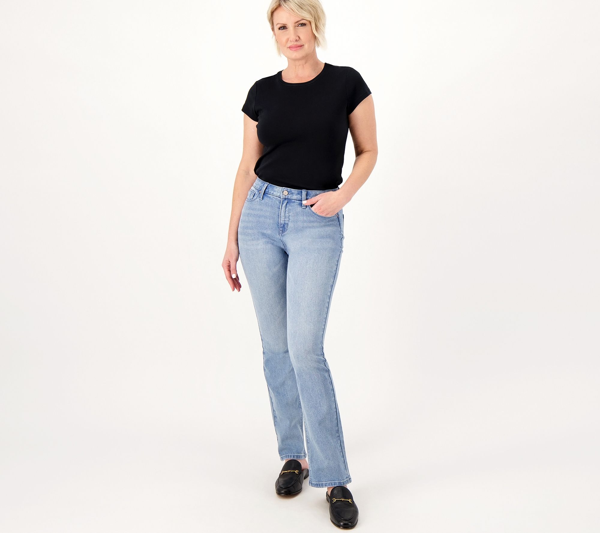Laurie Felt Forever Denim 5 Pocket Relaxed Baby Bell Jeans - QVC.com