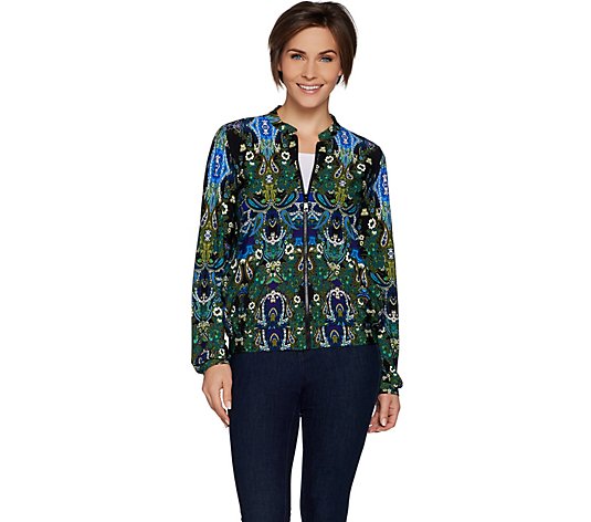 Attitudes by Renee Zip Front Solid or Printed Bomber Jacket