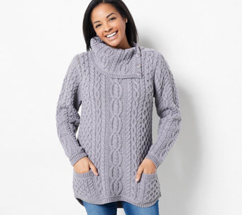 Aran Craft Merino Wool Pullover Sweater with Button Details - A393420
