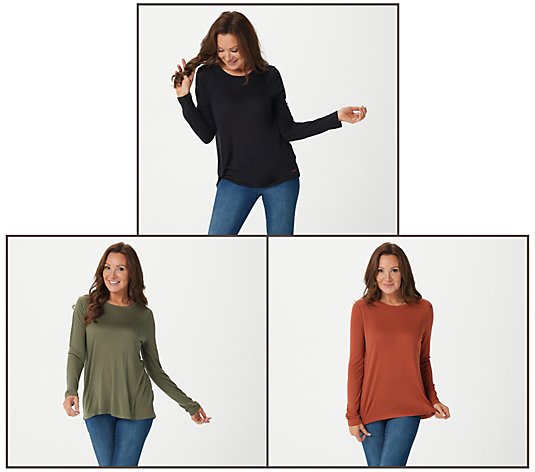 "As Is" Peace Love World Set of 3 Round Neck Long Sleeve Tee Bundle