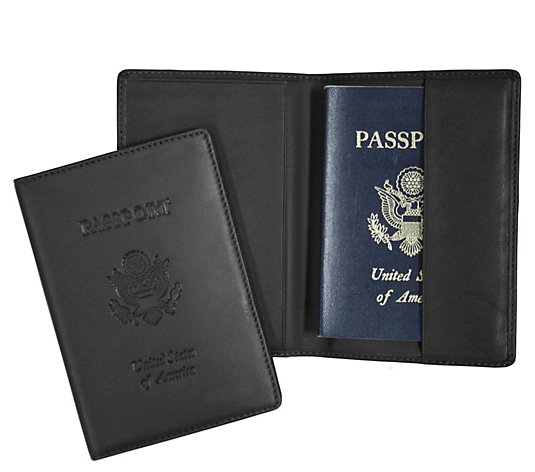 Royce New York Leather Debossed Passport Jacket