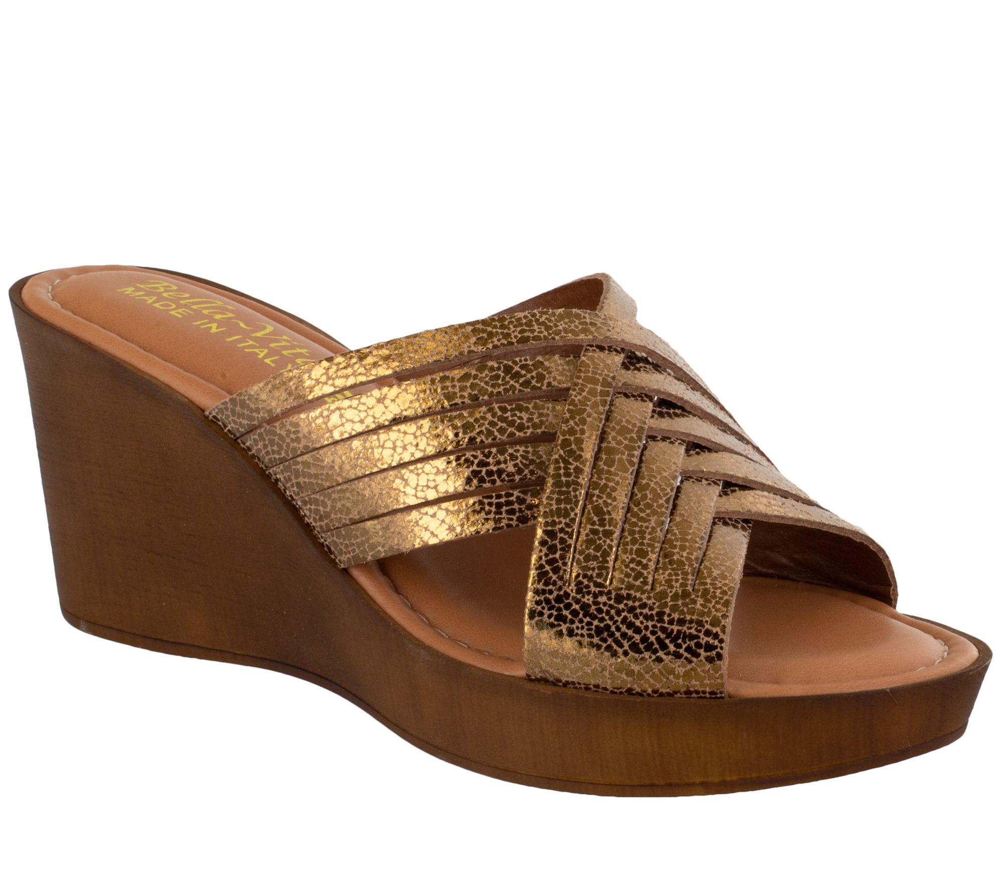 Bella Vita Italy Woven Leather Wedge Sandals - Cat-Italy - QVC.com