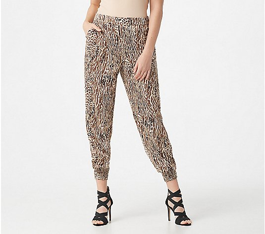"As Is" G.I.L.I. Petite Pull-On Printed Woven Smocked Jogger Pants