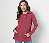 Susan Graver Weekend Plush Back Knit Funnel-Neck Top with Buttons