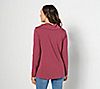 Susan Graver Weekend Plush Back Knit Funnel-Neck Top with Buttons, 1 of 2