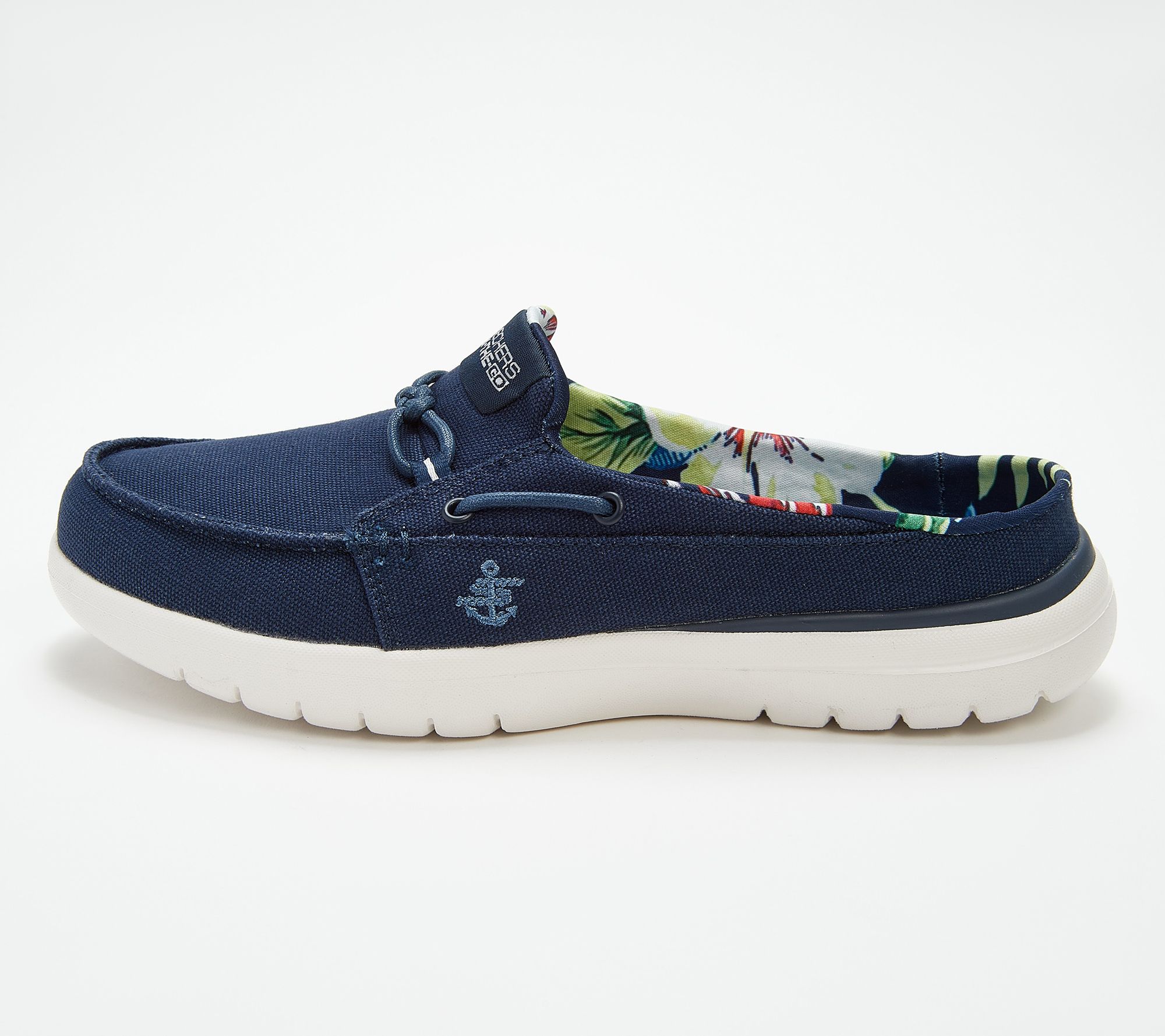 "As Is" Skechers On The Go Flex Canvas Washable Open Back Moccasins