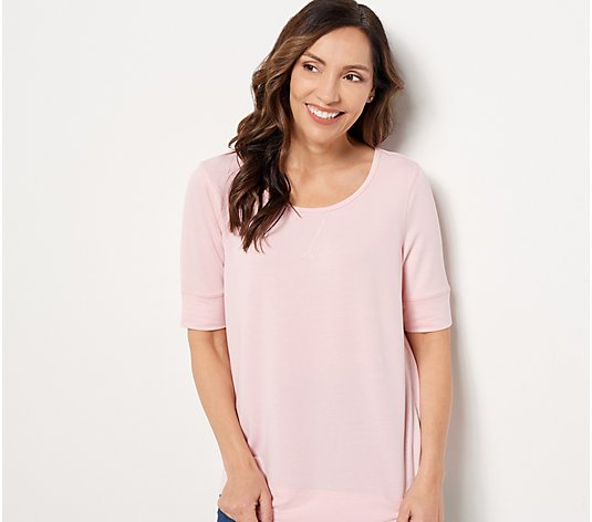 Belle by Kim Gravel Luxe French Terry Elbow Sleeve T-Shirt