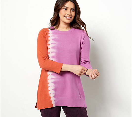 LOGO by Lori Goldstein Tie-Dye Pullover Sweater