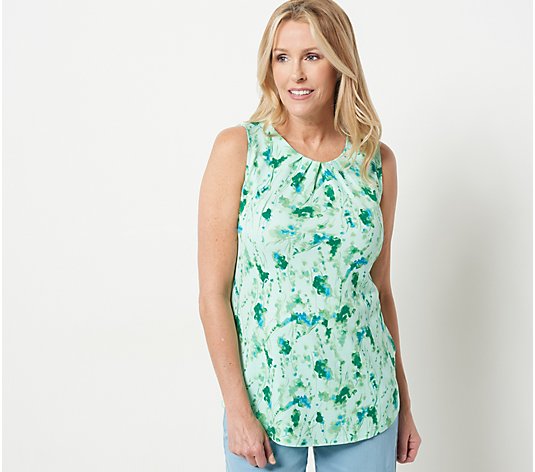 Isaac Mizrahi Live! Printed Swing Top with Neck Detail