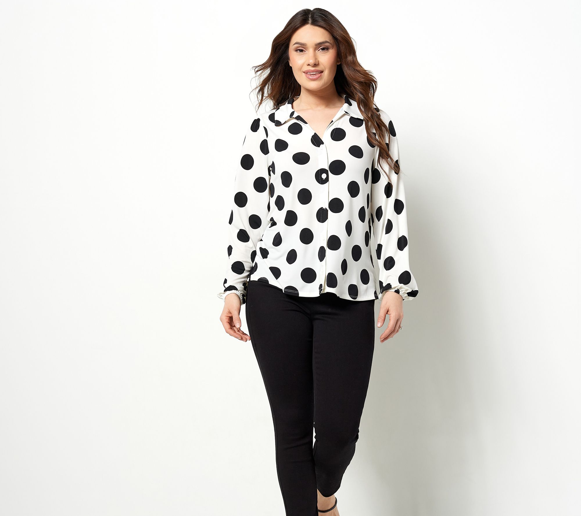 Girl With Curves Knit Button Down Top - QVC.com