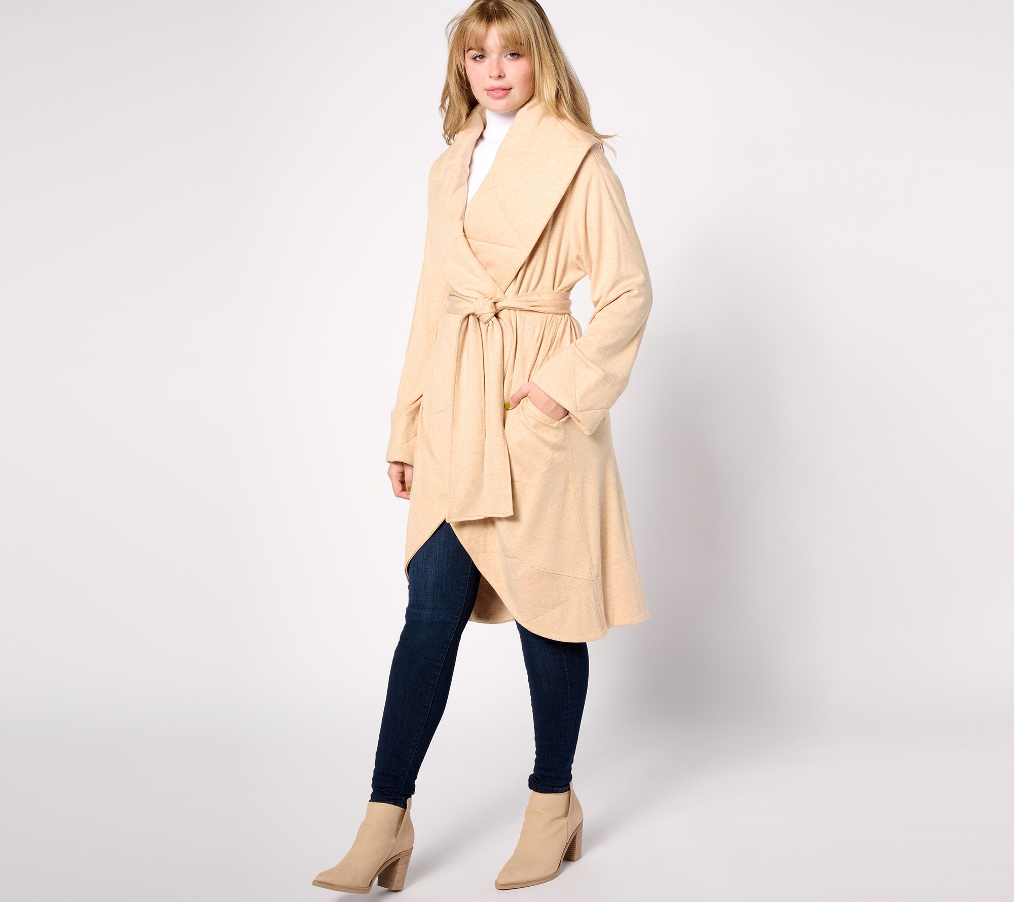 Attitudes by Renee French Terry Belted Wrap Cardigan