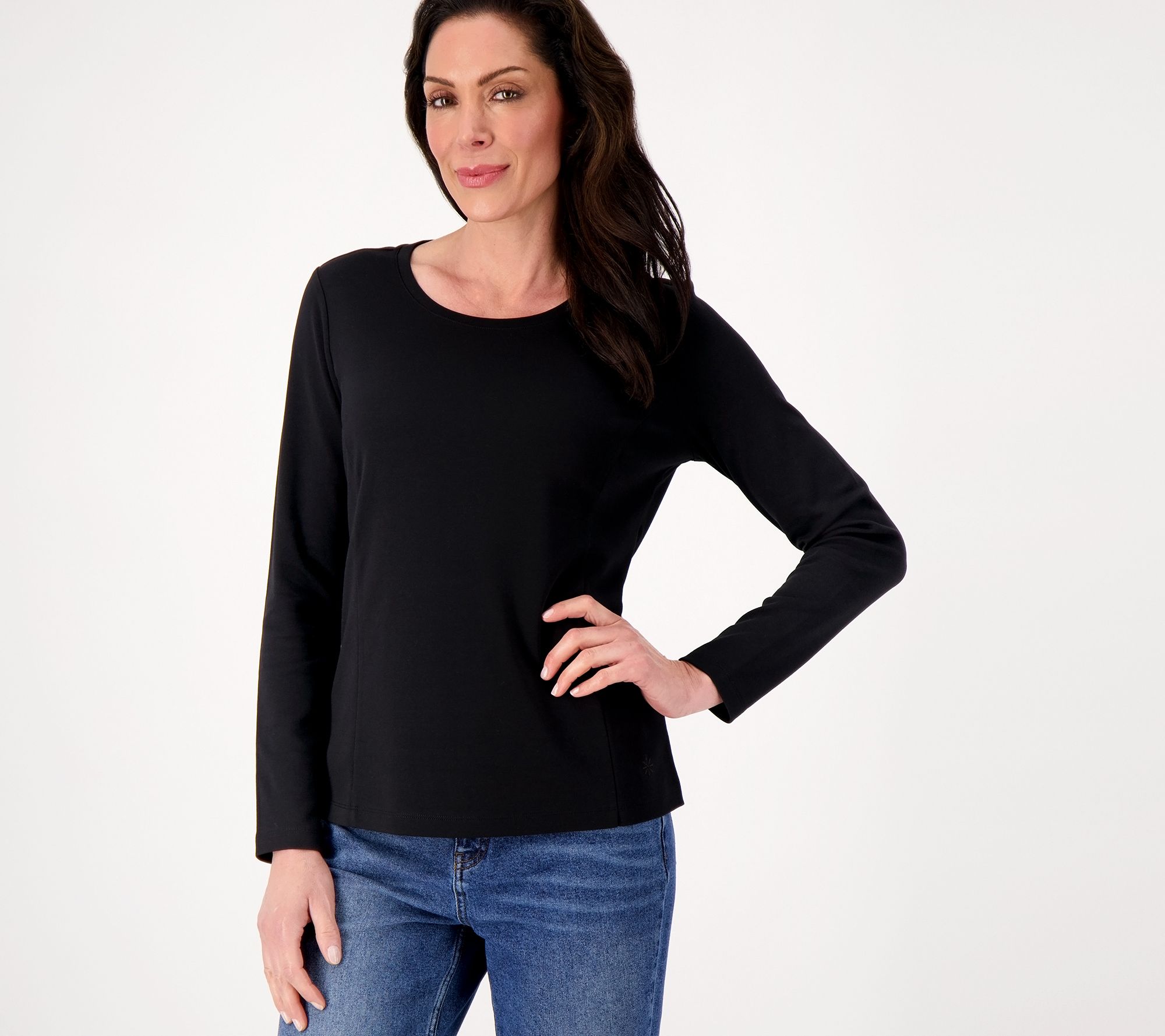 "As Is" Isaac Mizrahi Live! Essentials Pima Cotton Scoop Neck Top