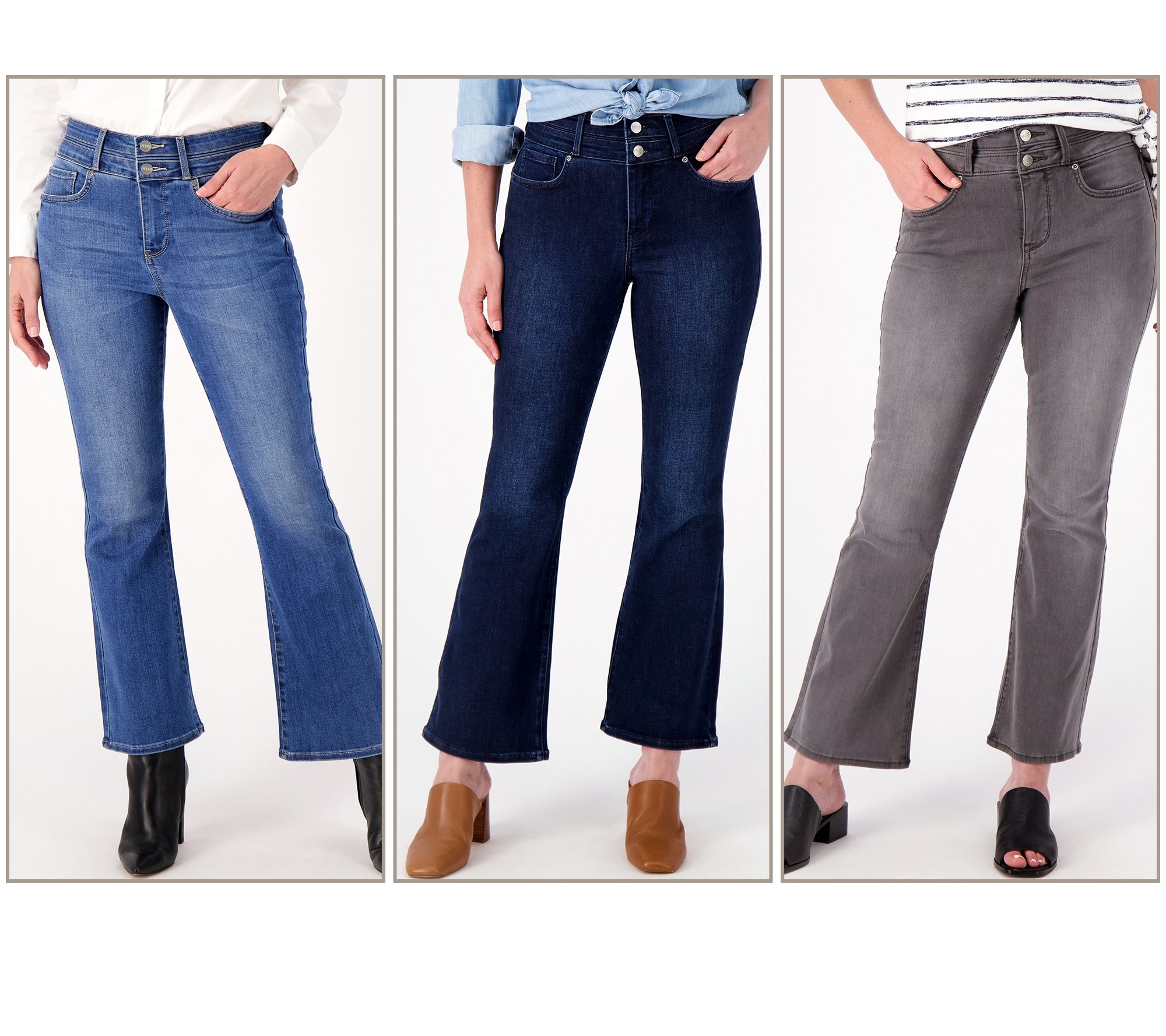 NYDJ Higher Rise Ava Flare Jeans with Double Button - QVC.com