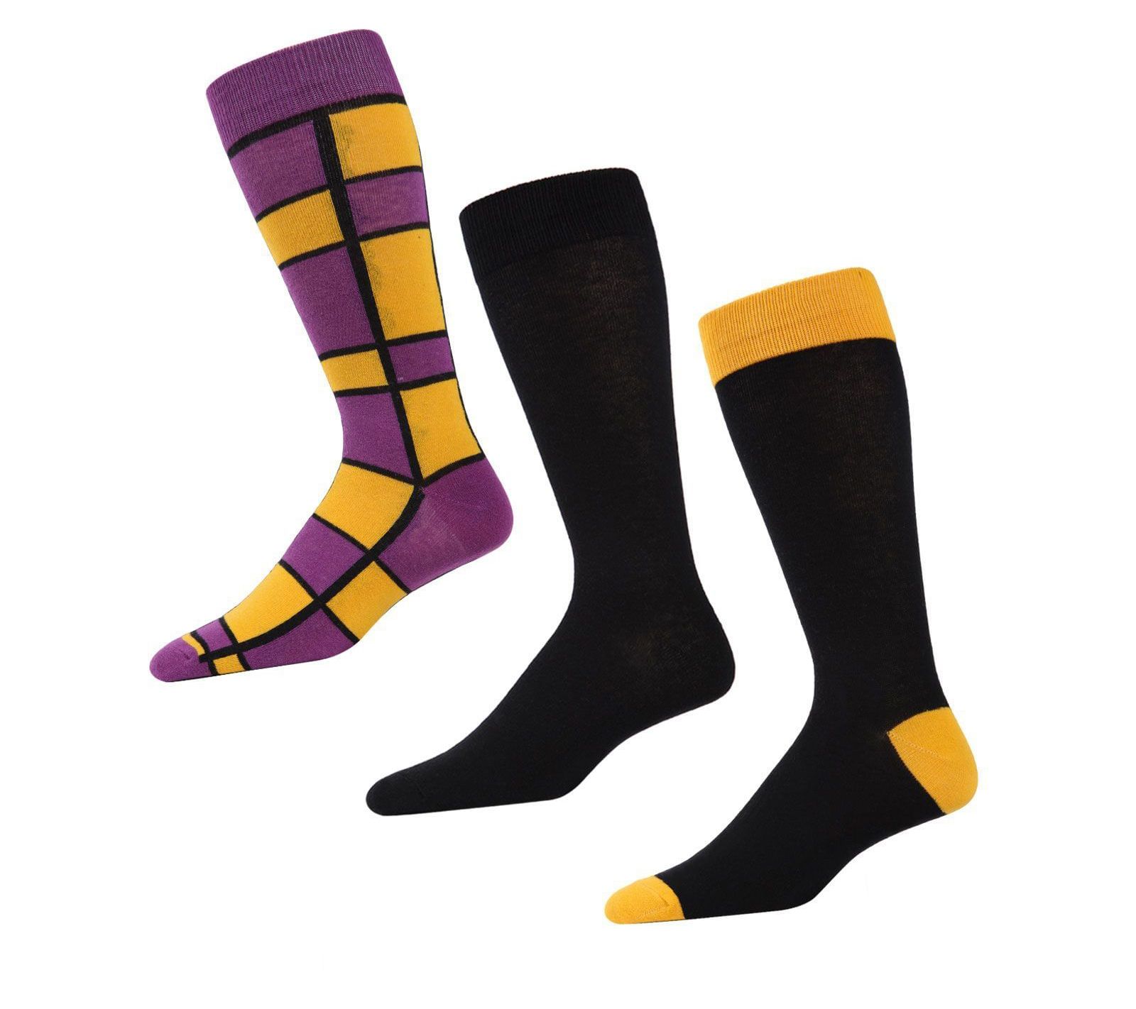 Memoi Men's Boxernate Cotton Blend 3 Pair PackCrew Socks