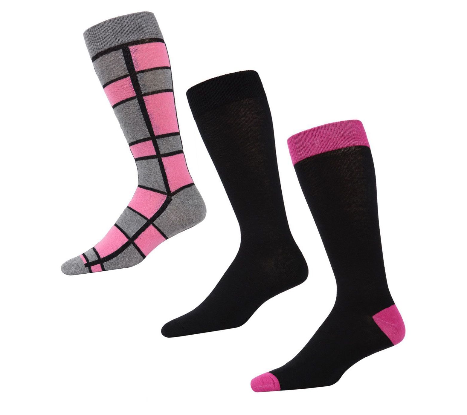 Memoi Men's Boxernate Cotton Blend 3 Pair PackCrew Socks