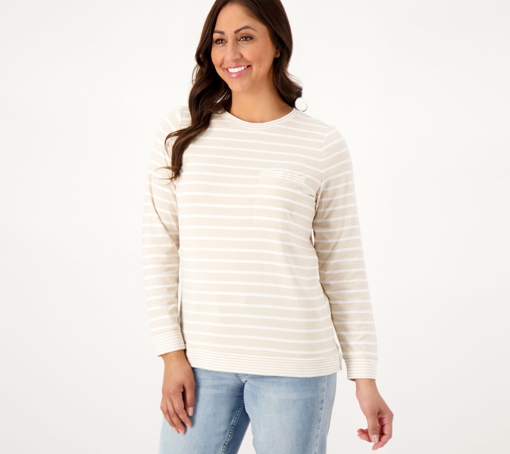 Belle Beach by Kim Gravel Tripeluxe Knit Stripe Top With pocket
