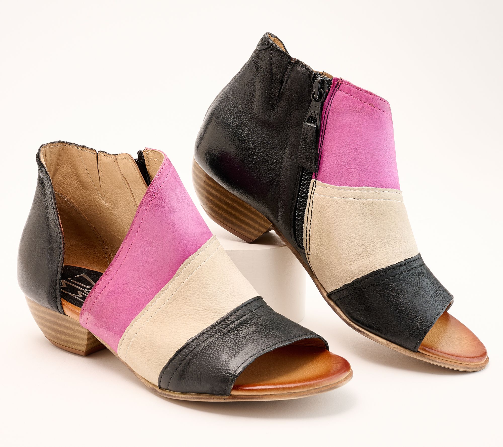 Miz Mooz Wide Width Leather Heeled Sandals - Celeste